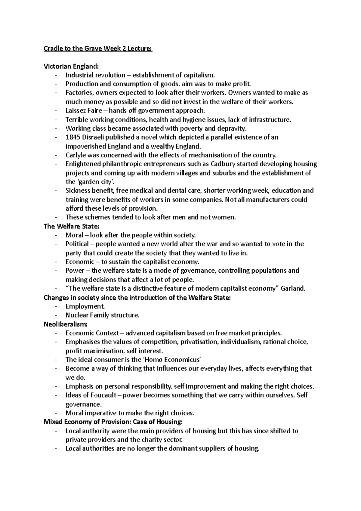 Cradle to the Grave Week 2 Lecture Cradle to the Grave Week 2 Lecture