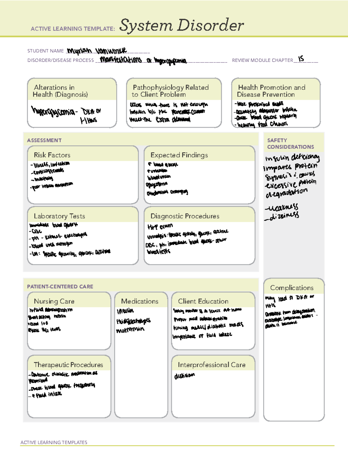 Manifestations Of Hyperglycemia - Active Learning Templates System 