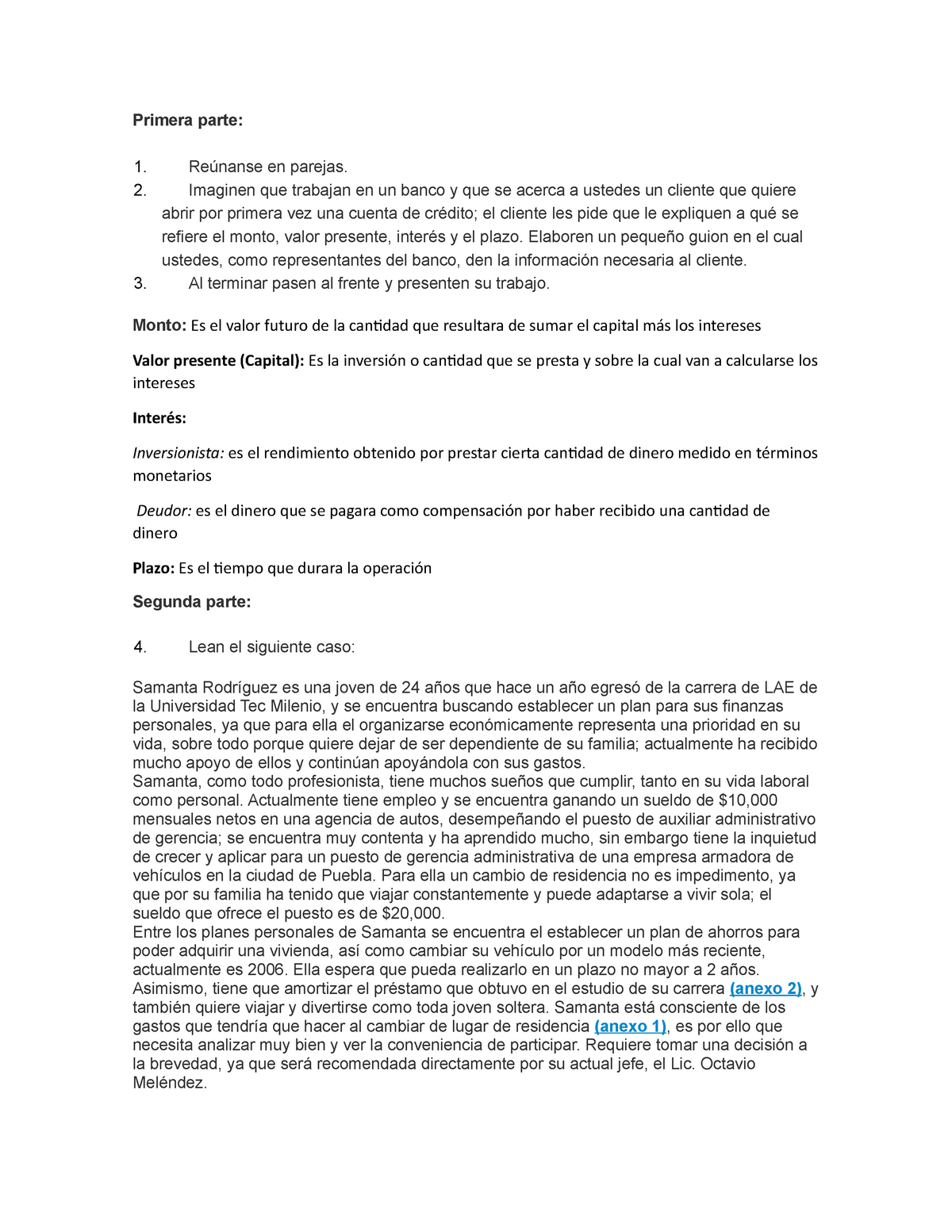 Actividad 1 materia matemáticas financiera .... - Primera parte ...