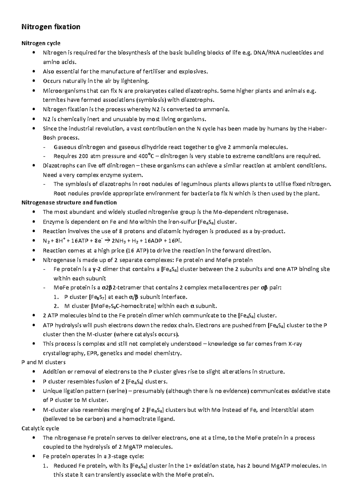 Detailed Revision notes on Nitrogen Fixation (4 pages) - Nitrogen ...