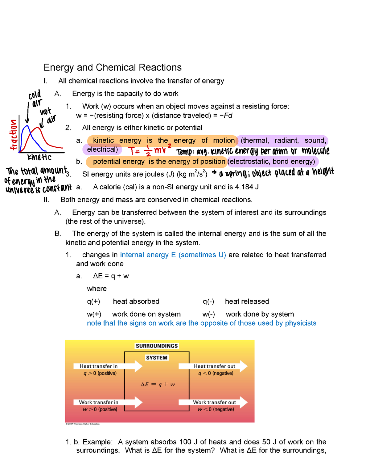 Chapter 4 - Energy and Chemical Reactions I. All chemical reactions ...