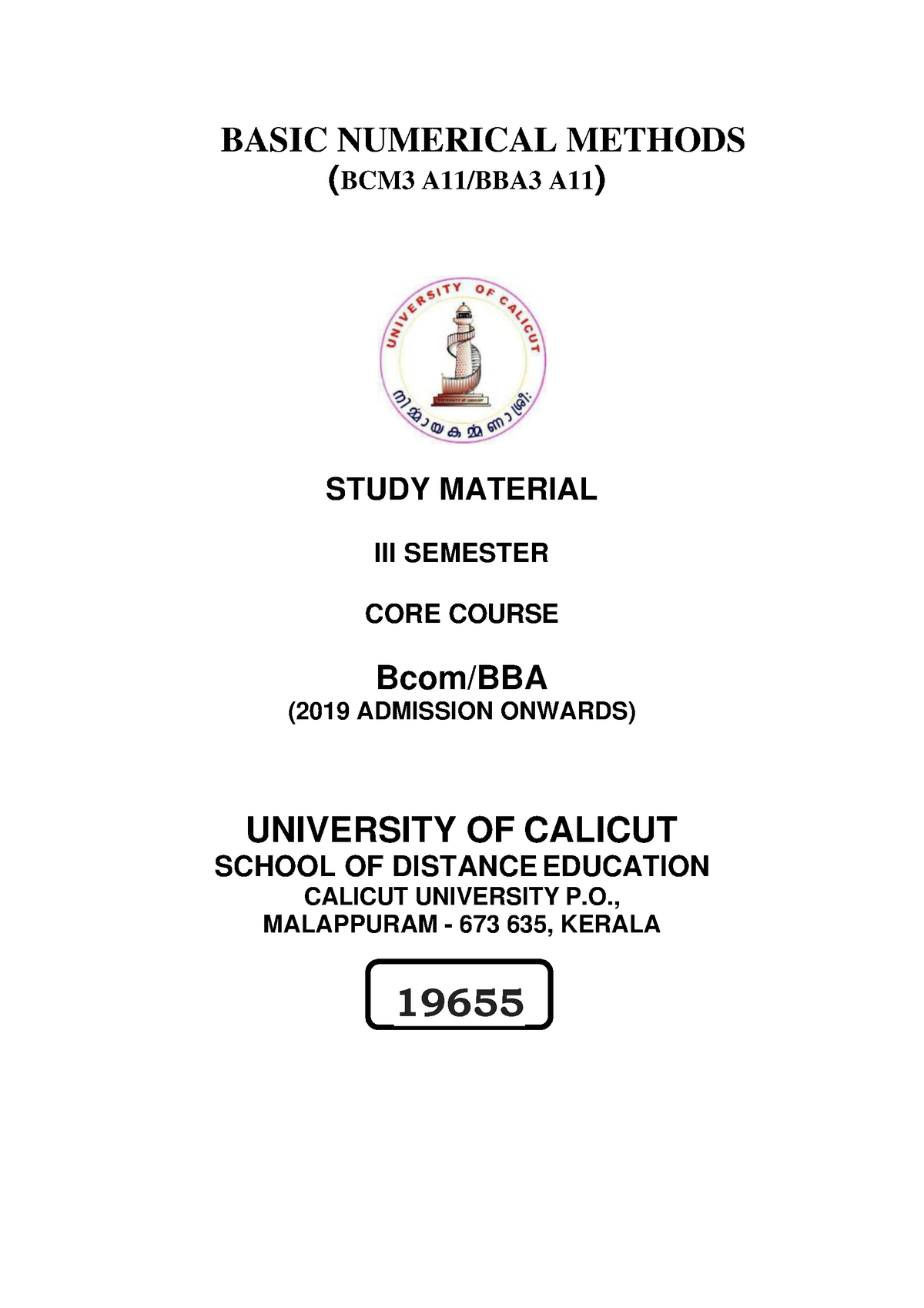 Basic Numerical Methods - BASIC NUMERICAL METHODS (BCM3 A11/BBA3 A11 ...