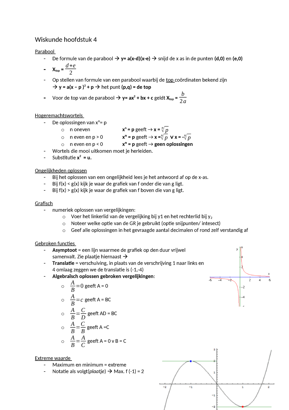 H4 - Wiskunde B Hoofdstuk 4 - Wiskunde Hoofdstuk 4 Parabool De Formule ...