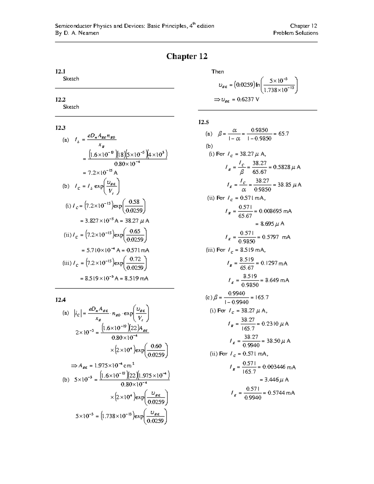 Chapter 12 - Semiconductor Physics And Devices: Basic Principles, 4 ...