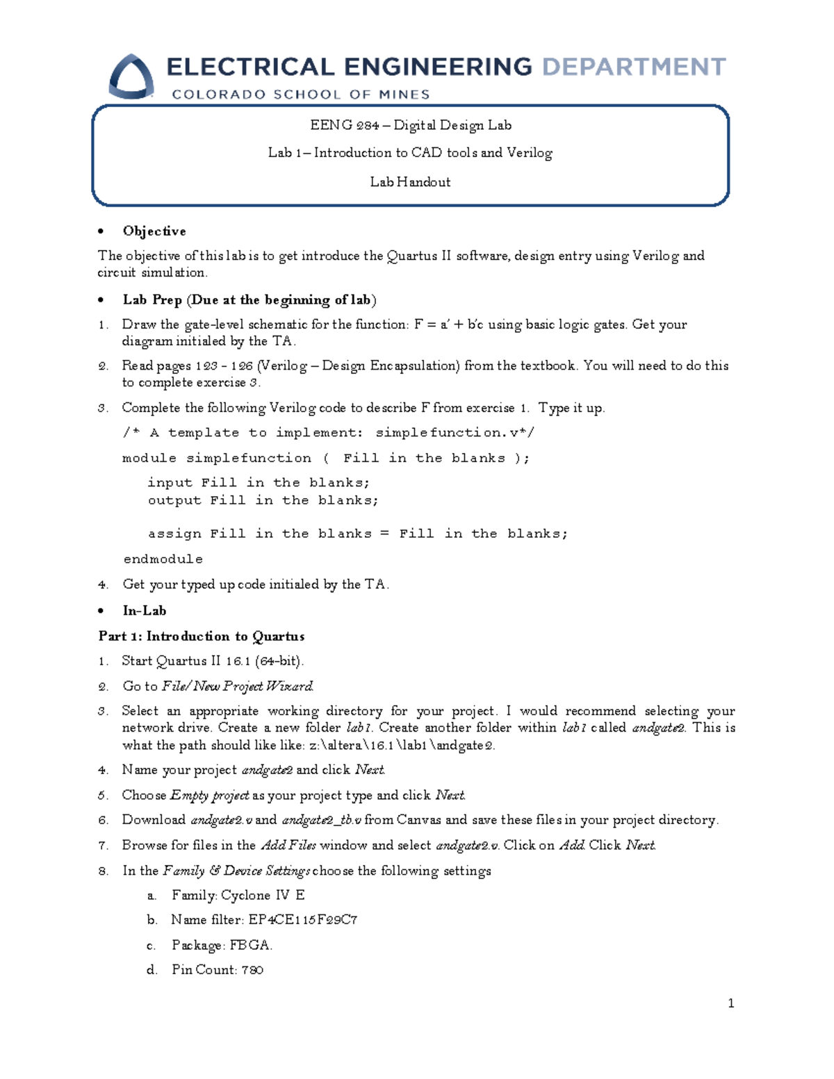 Lab+1+Document+Final - EENG 284 – Digital Design Lab Lab 1 ...