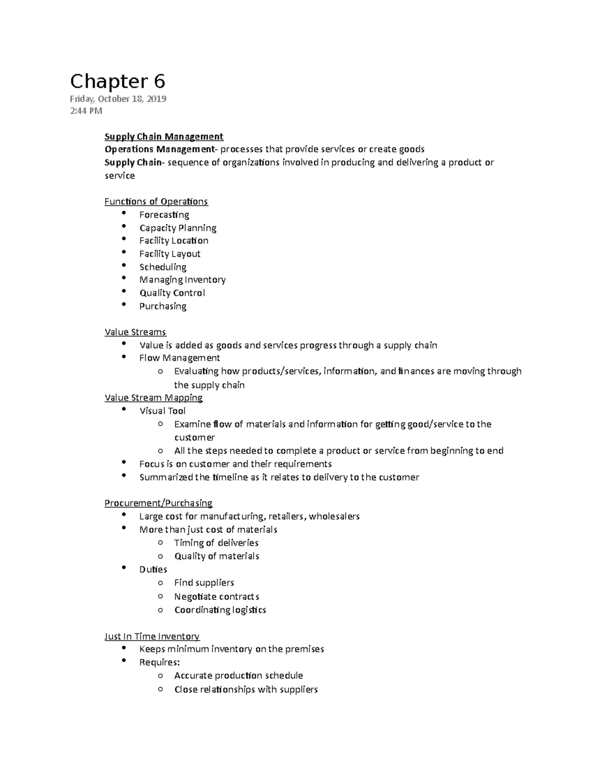 Chapter 6 - Lecture notes 6 - Chapter 6 Friday, October 18, 2019 2:44 ...