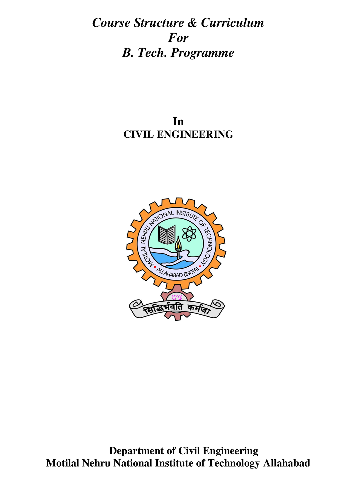 CE Curriculum - Course Structure & Curriculum For B. Tech. Programme In ...