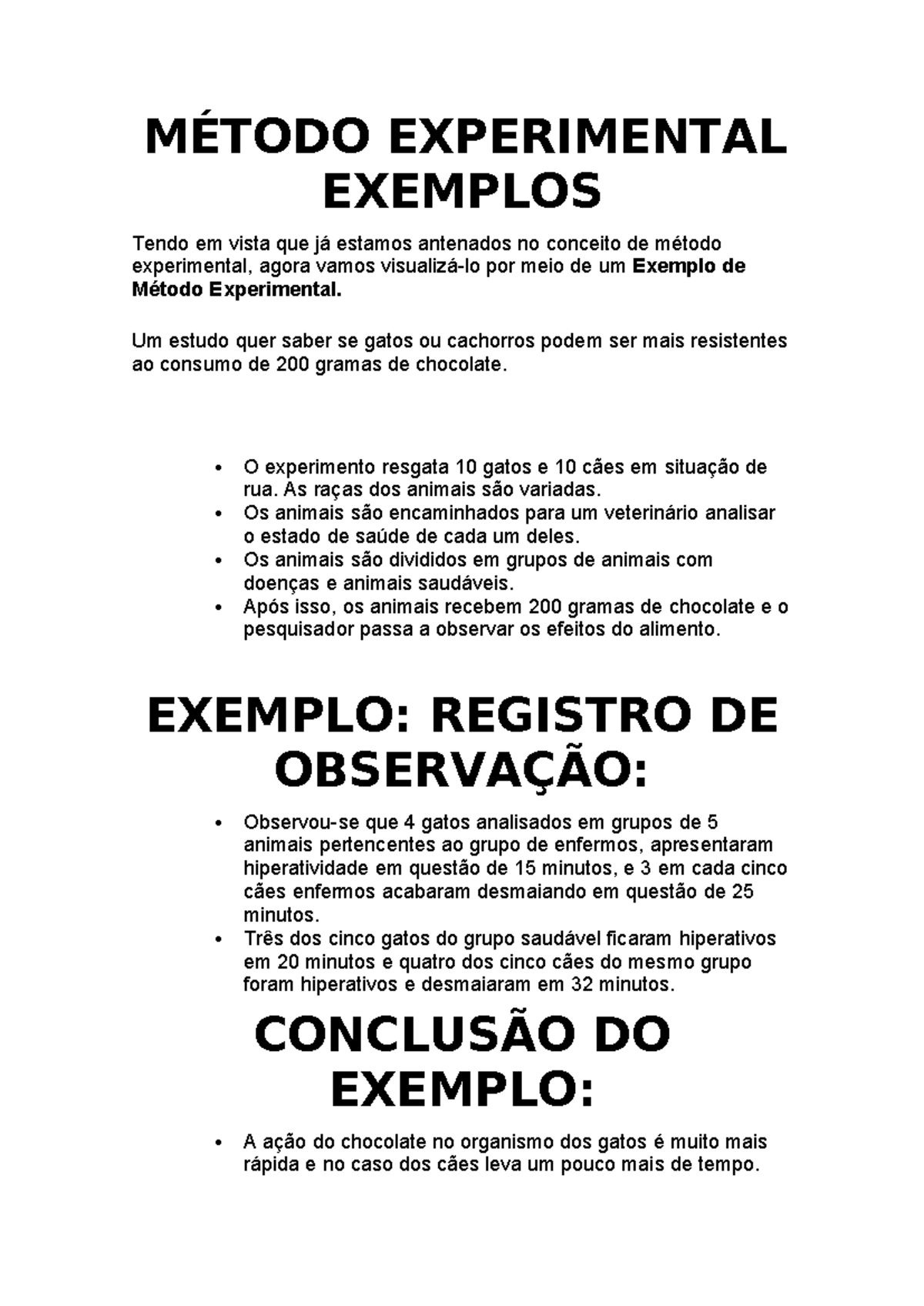 estudo experimental exemplos