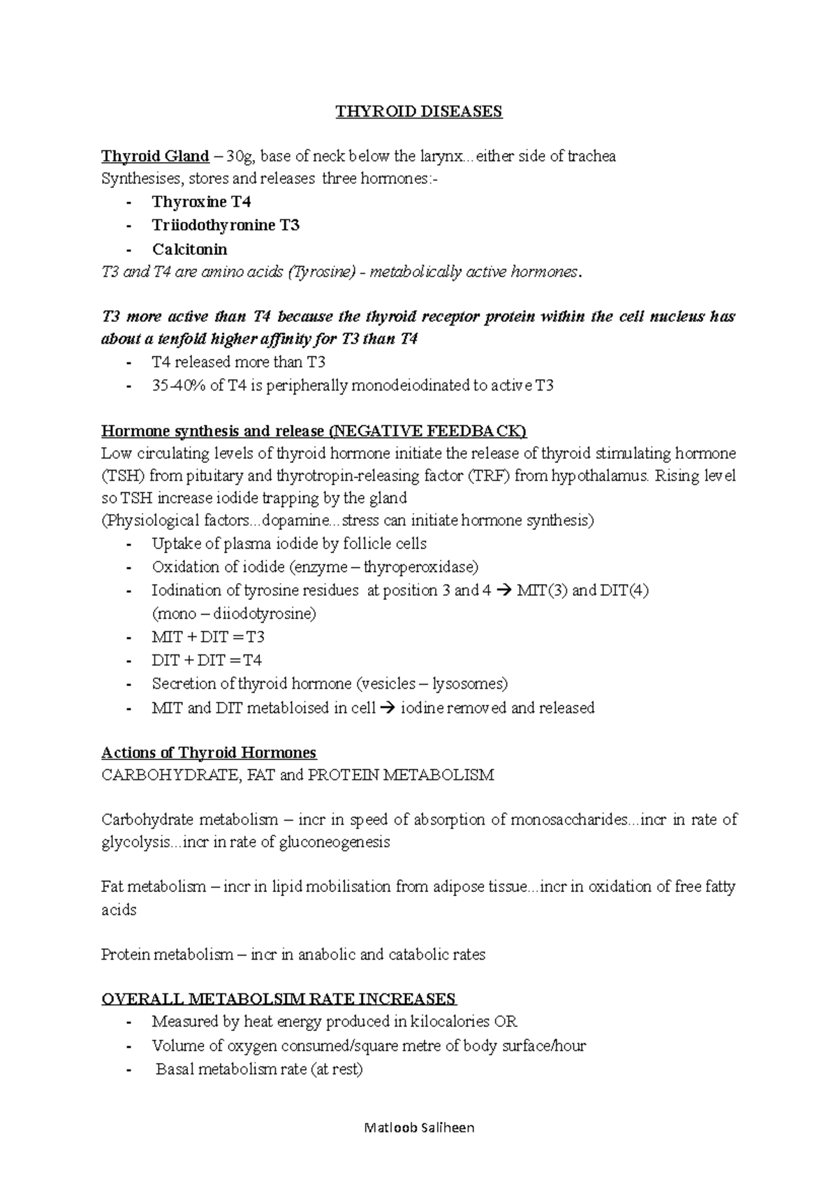Thyroid Diseases - Diseased Systems: Endocrine And Gentio-Urinary - StuDocu