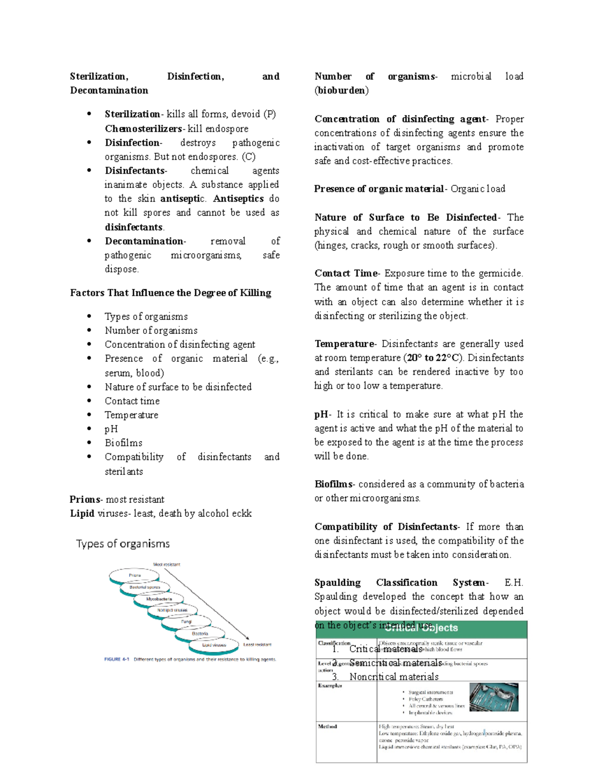 Sterilization Notes Sterilization, Disinfection, and