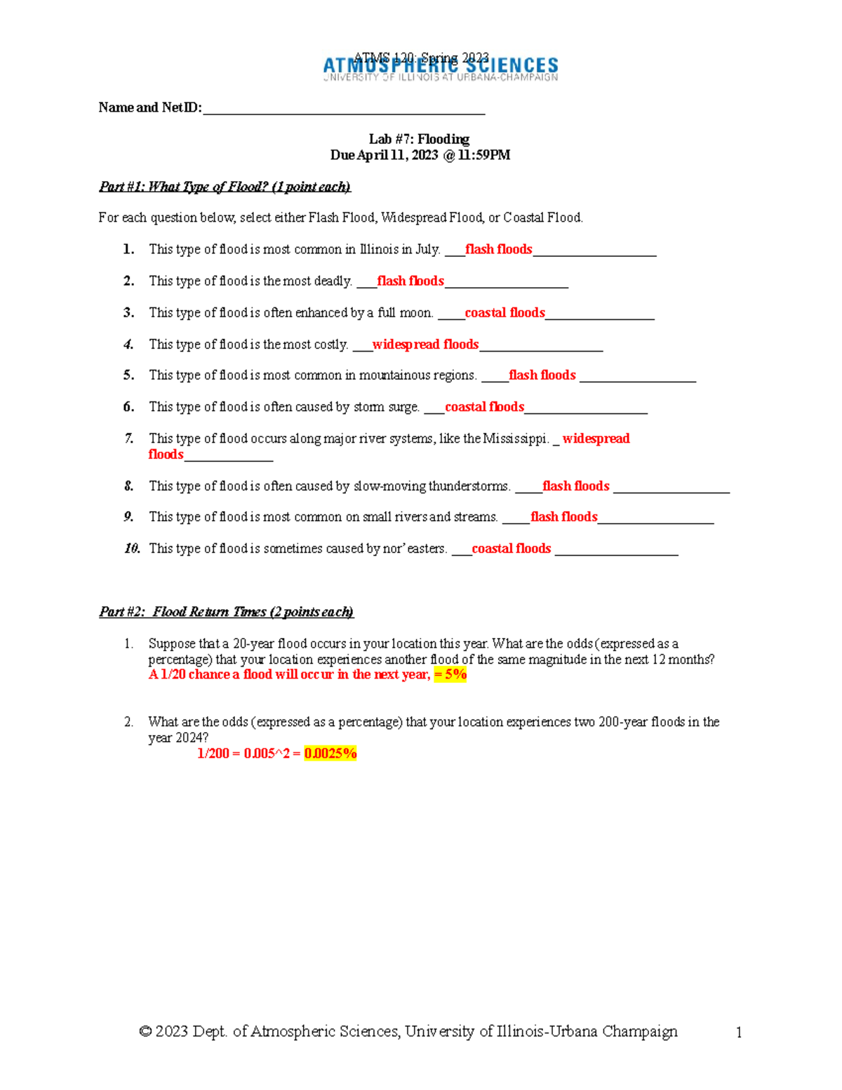 Lab 7 ATMS 120 lab 7 answers ATMS 120 Spring 2023 Name and Studocu