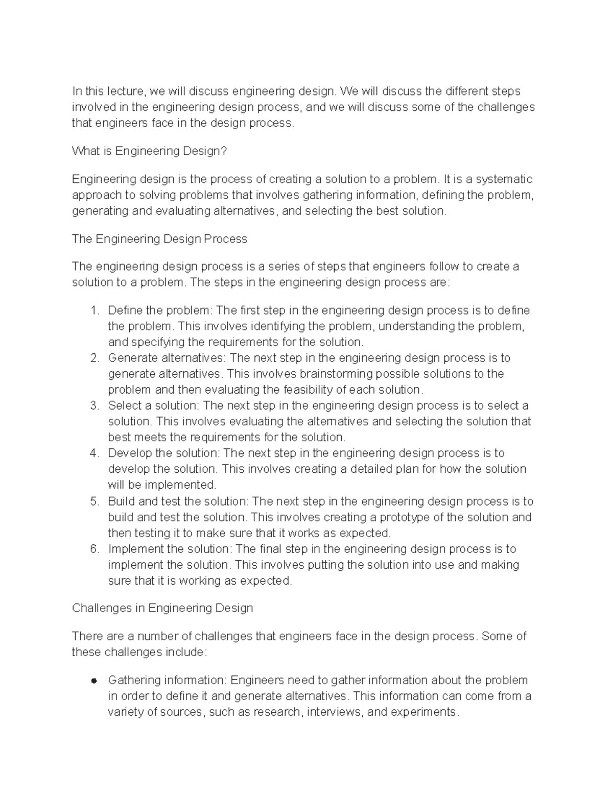 Lecture 11 Engineering Design In This Lecture We Will Discuss Engineering Design We Will Lecture 11 Engineering Design In This Lecture We Will Discuss Engineering Design We Will