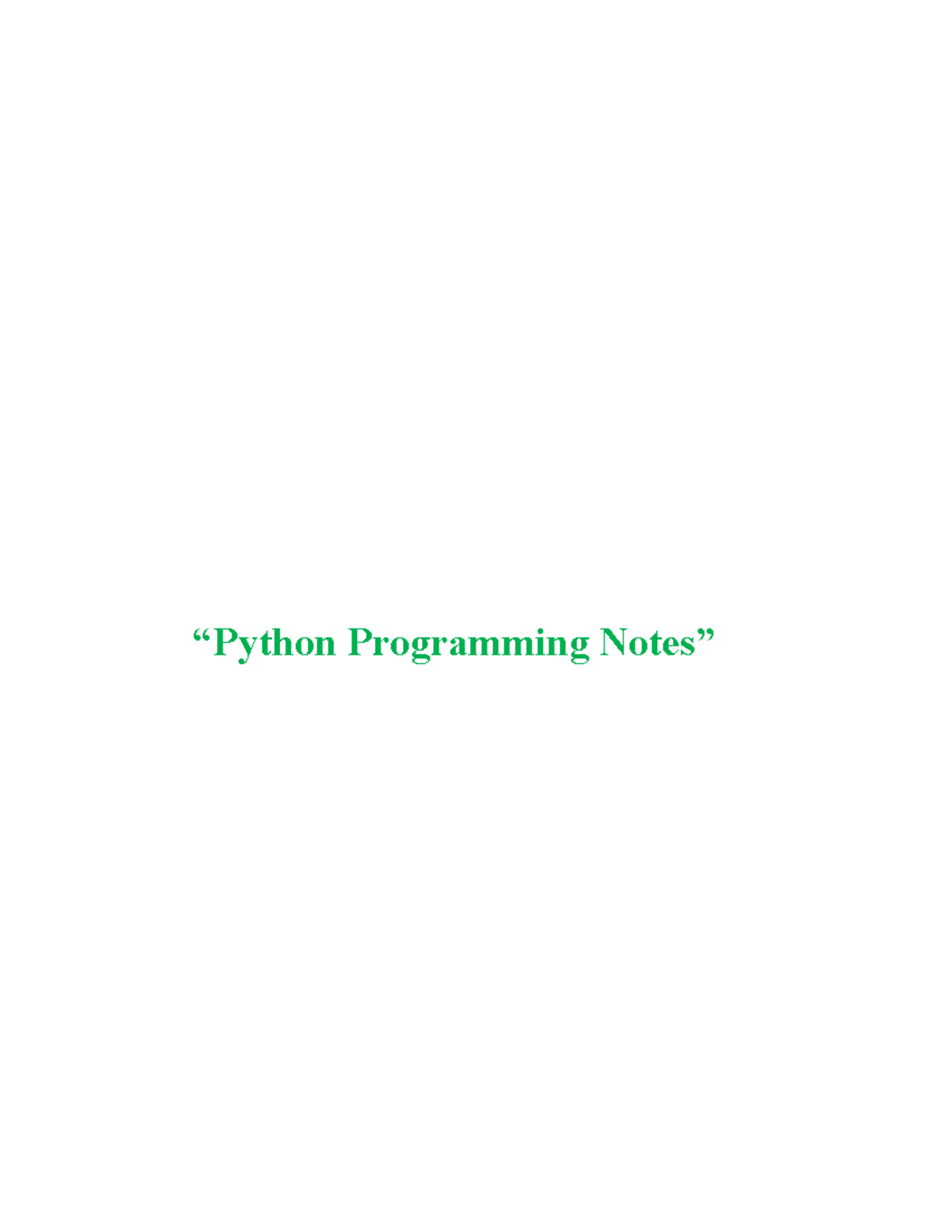 “Python Programming Notes” - “Python Programming Notes” Introduction to ...