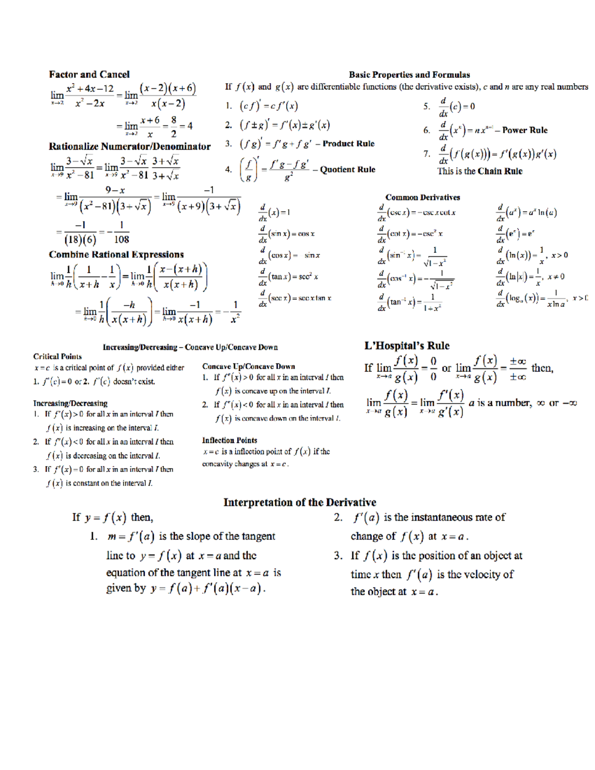 Calculus Exam 4 Formulas - MATH131 - Studocu