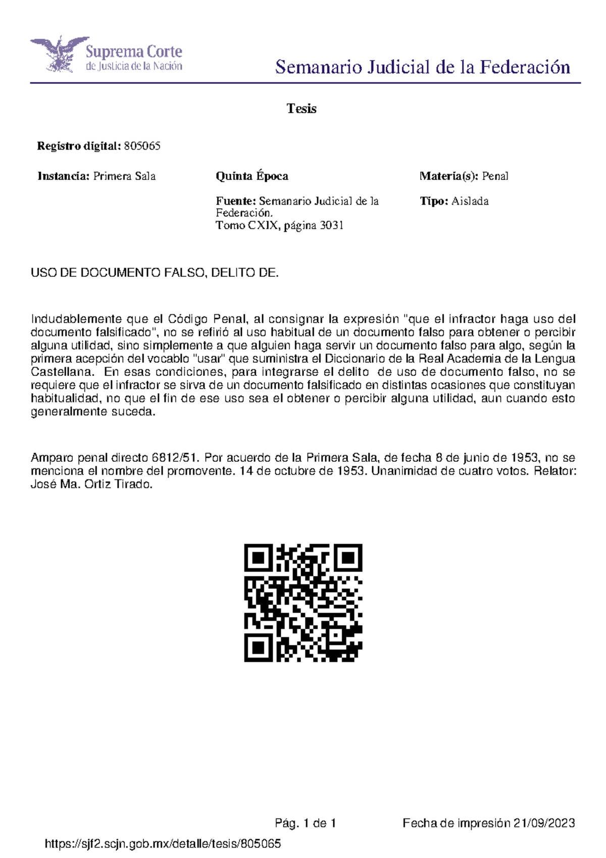 Tesis 805065 - JURISPRUDENCIA - Tesis Registro digital: 805065 USO DE ...