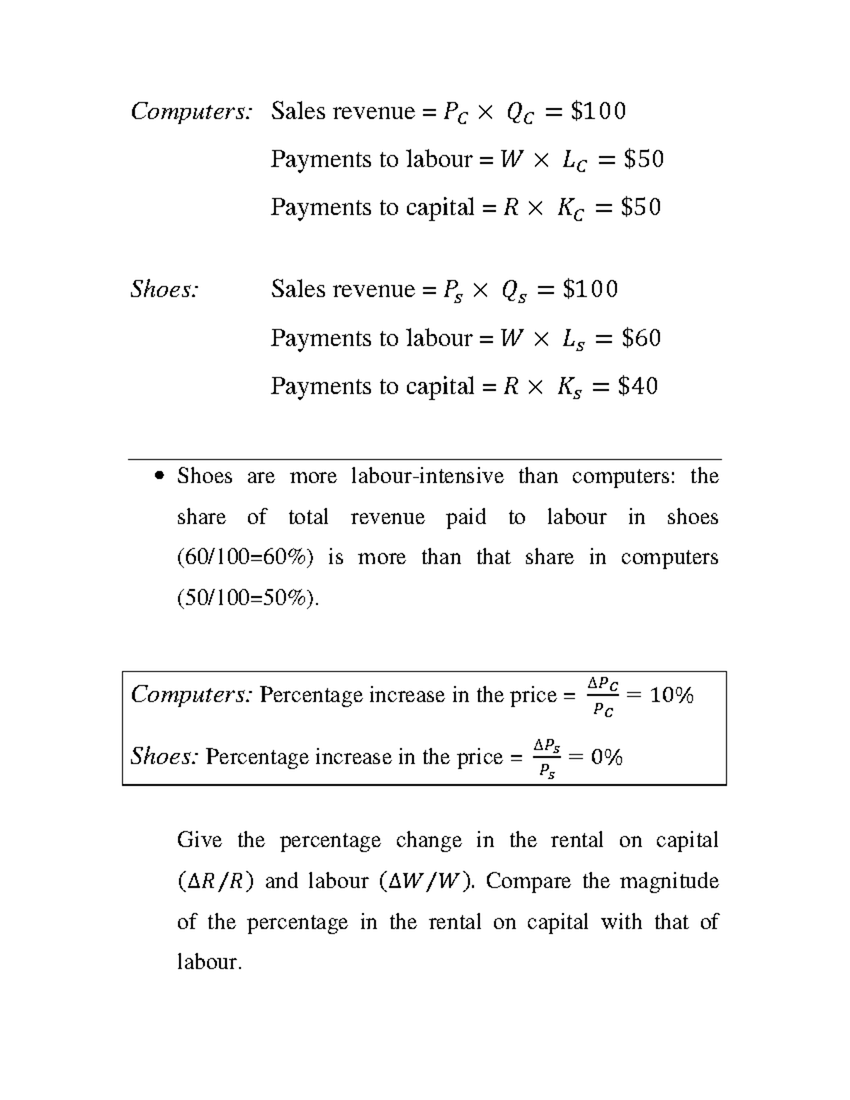 Numerical example HO model 10August - Computers: Sales revenue = × ...