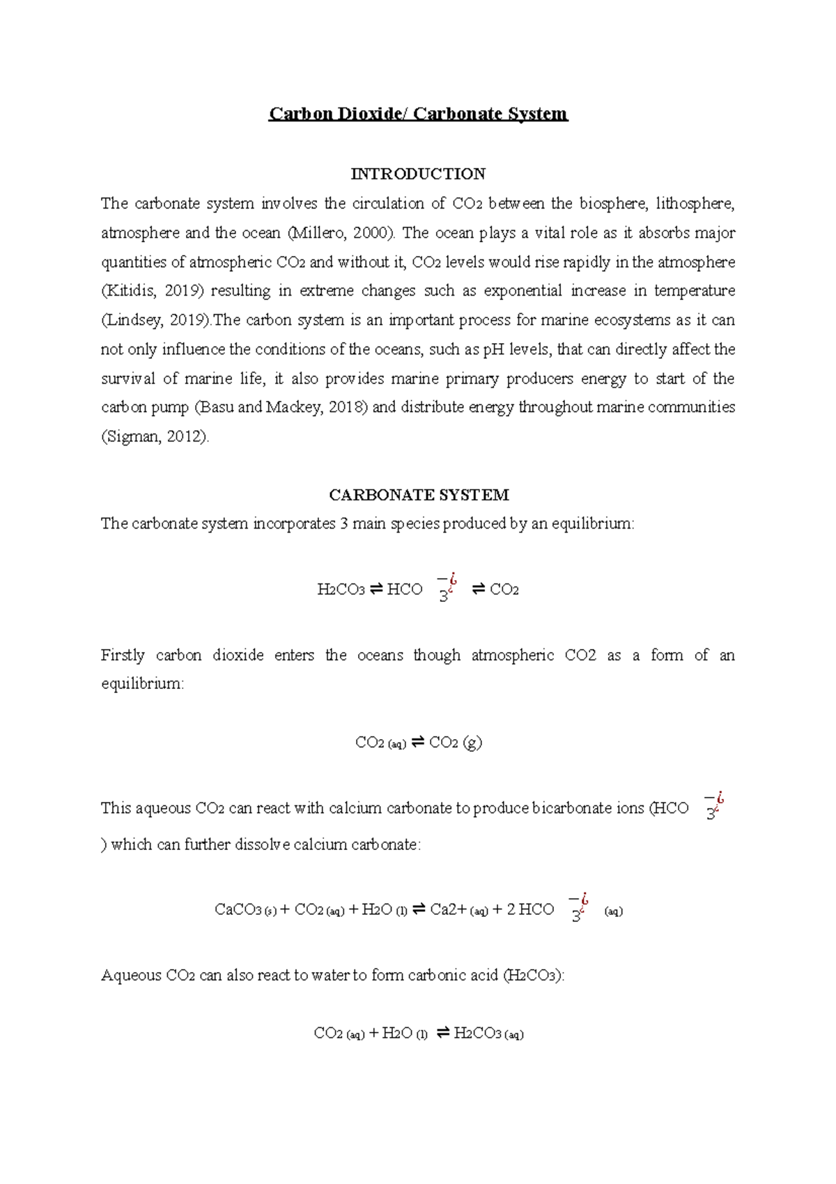 Topic 2 - Carbon Dioxide & Carbonate System - Carbon Dioxide/ Carbonate ...