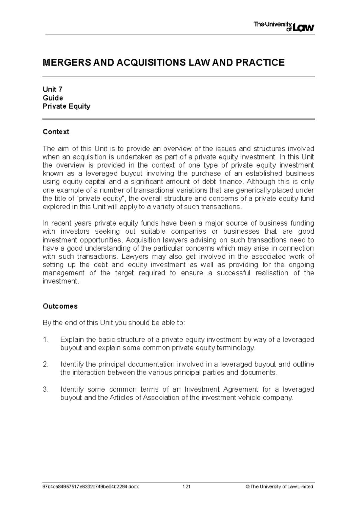 2223 macq ws07 ce01 guide - MERGERS AND ACQUISITIONS LAW AND PRACTICE ...
