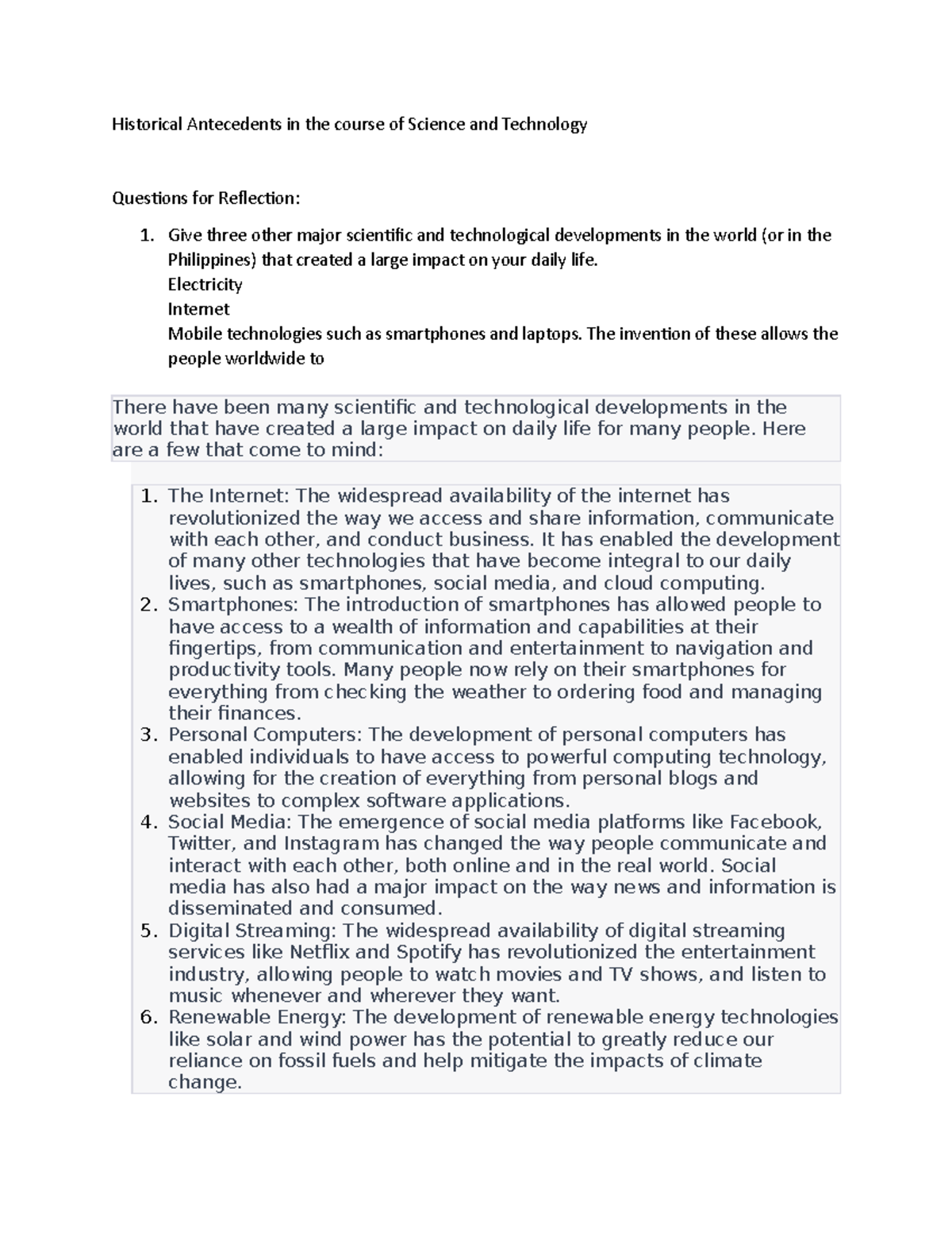 Performance Task 1 - STS - Historical Antecedents in the course of ...