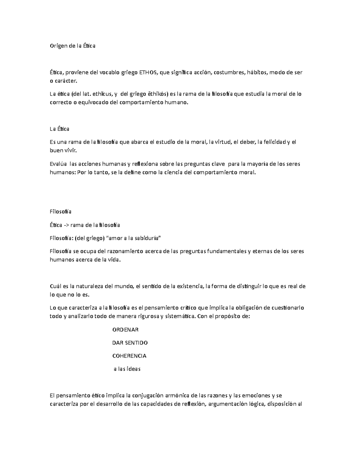 Origen De La tica Resumen Origen De La tica tica Proviene Del