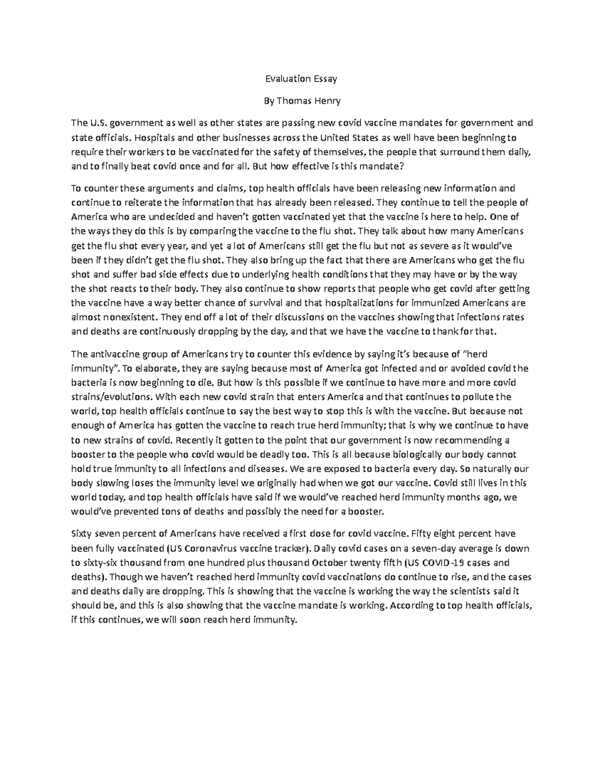 evaluation essay for professor