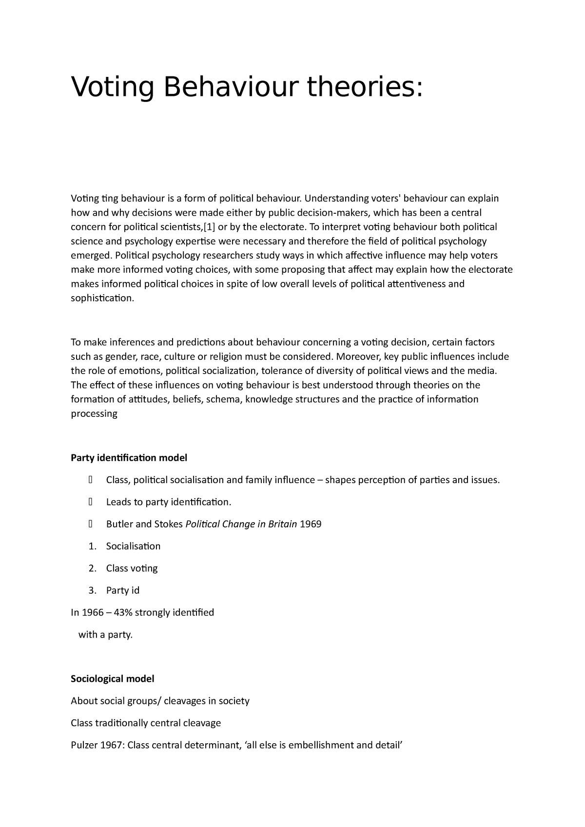 Voting Behaviour Theories - Voting Behaviour Theories: Voting Ting ...