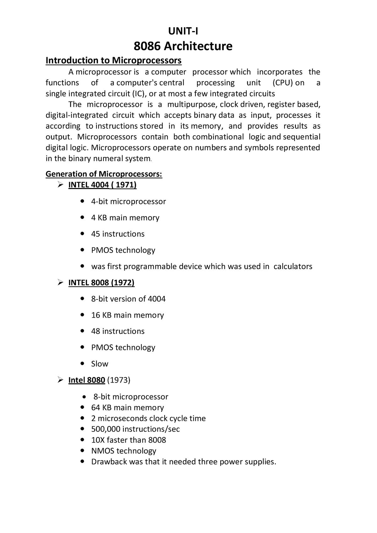 Microprocessors And Microcontrollers - UNIT-I 8086 Architecture ...