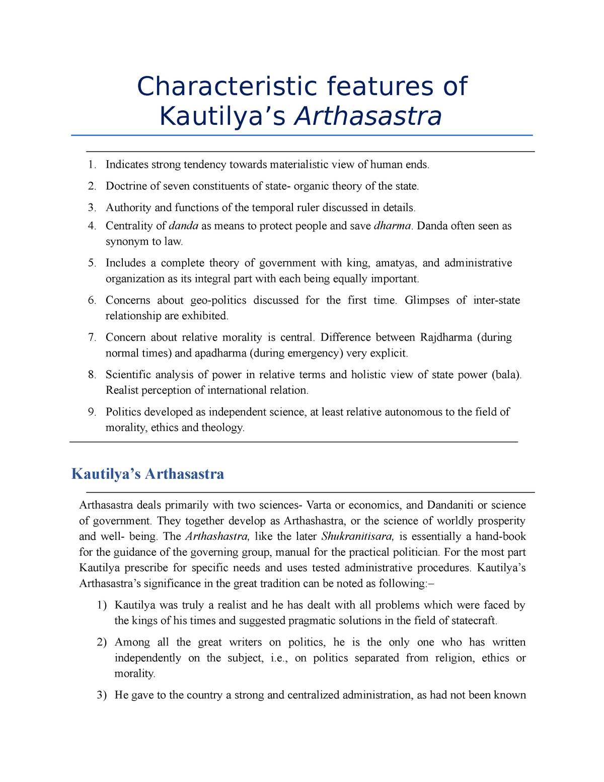 characteristic-features-of-kautilya-s-arthasastra-characteristic