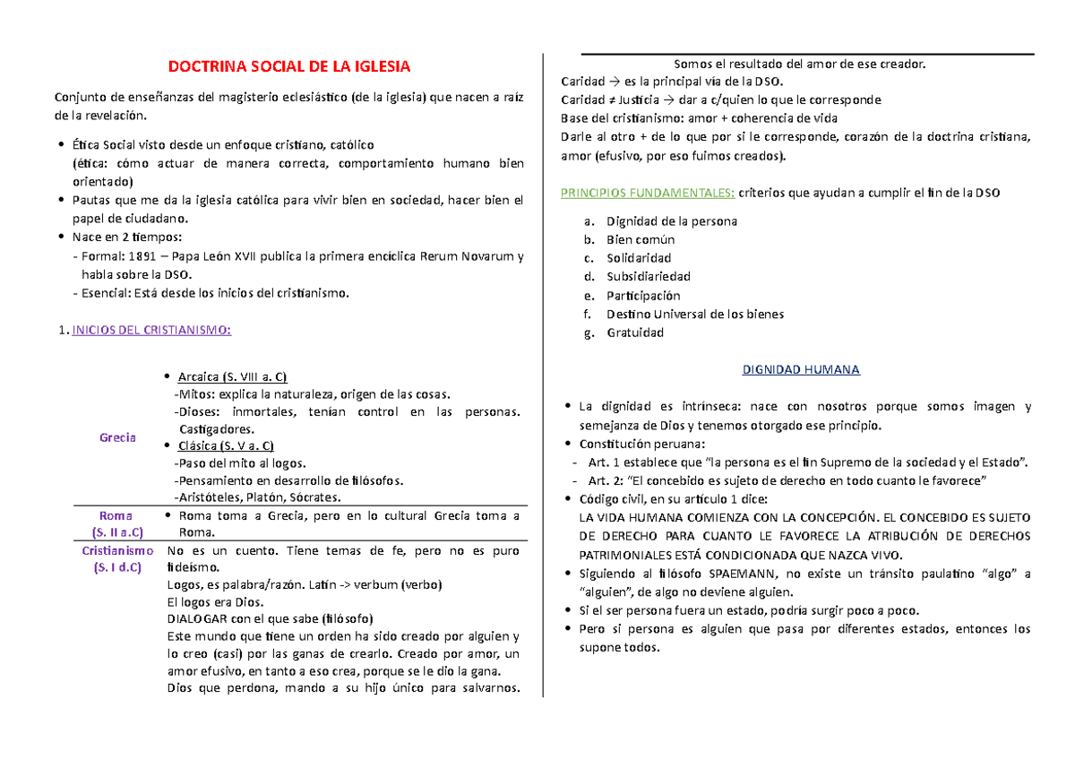 Doctrina Social DE LA Iglesia.docx - DOCTRINA SOCIAL DE LA IGLESIA