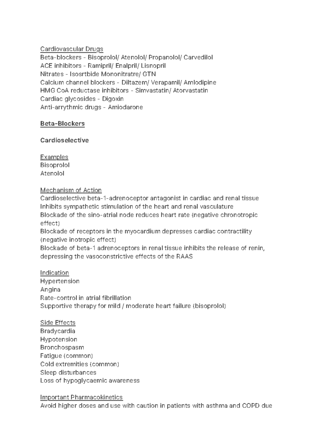 Cardiovascular Drugs - In order to avoid tolerance, patients should ...