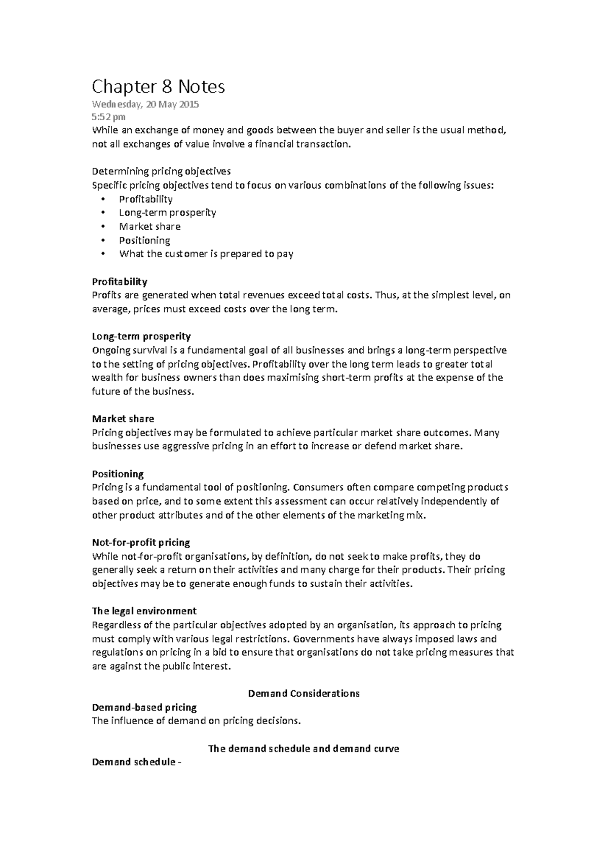 Summary - chapter 8 notes - Chapter 8 Notes Wednesday, 20 May 5:52 pm ...