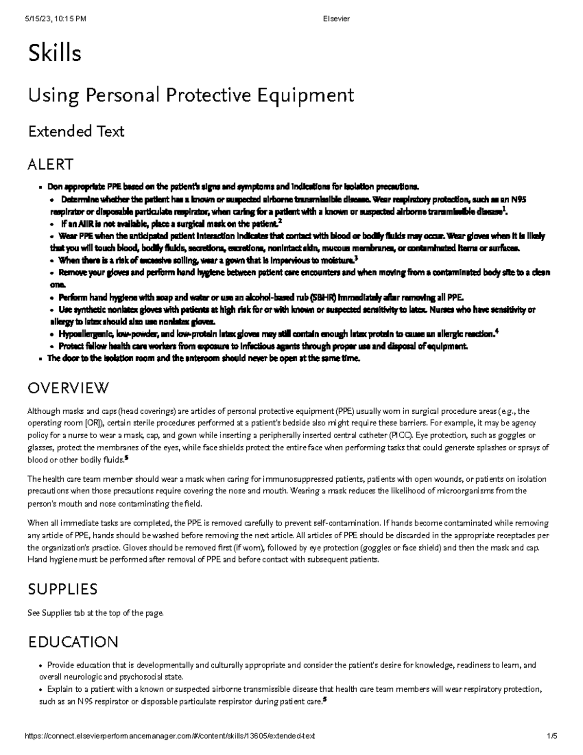Using Personal Protective Equipment Skills Using Personal Protective