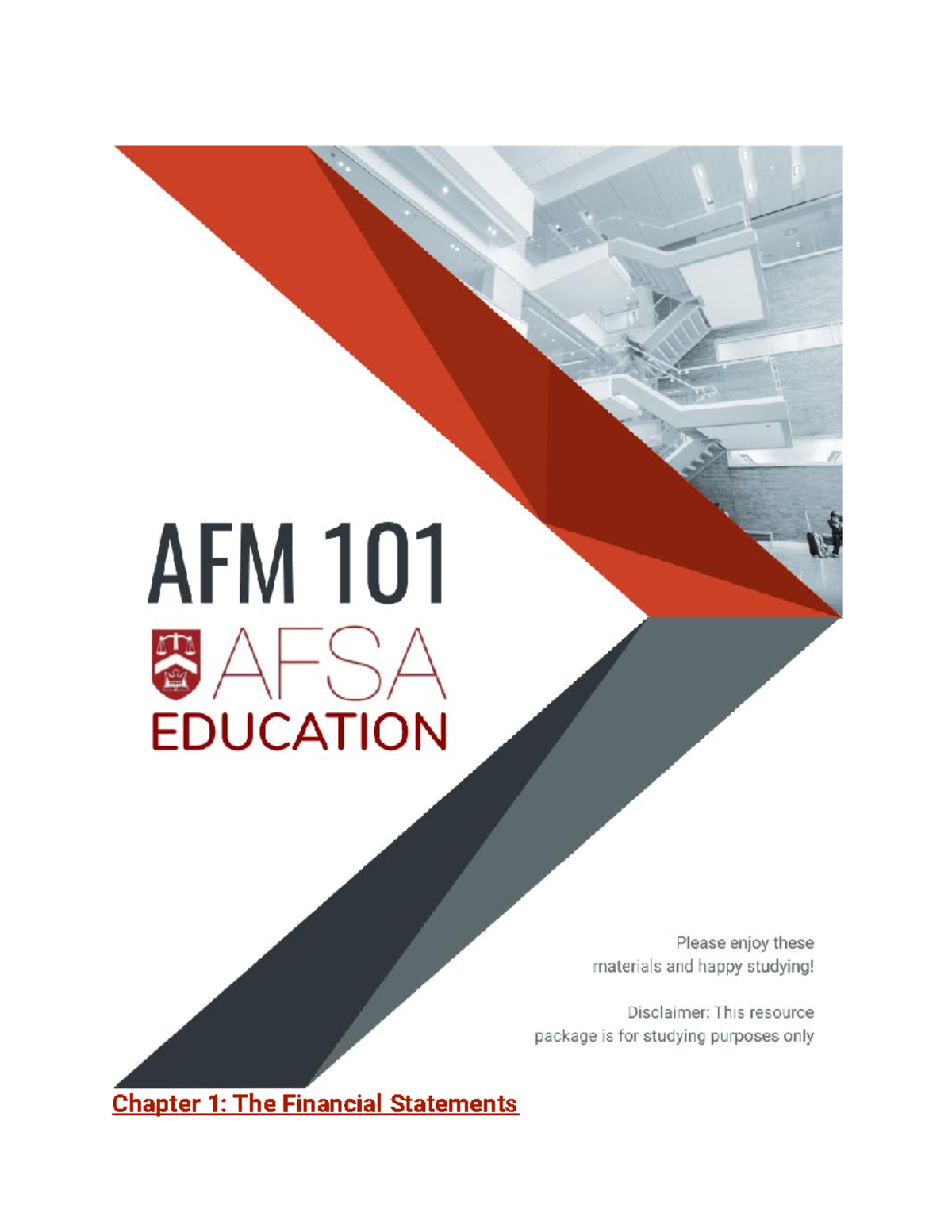 AFM 101 Study Package (AFSA) - Chapter 1: The Financial Statements ...