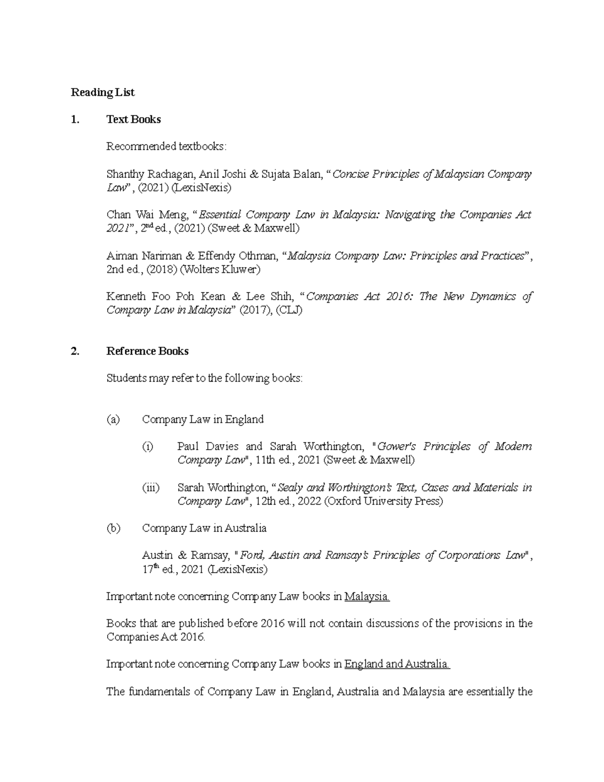 Reading List Reading List Text Books textbooks Shanthy