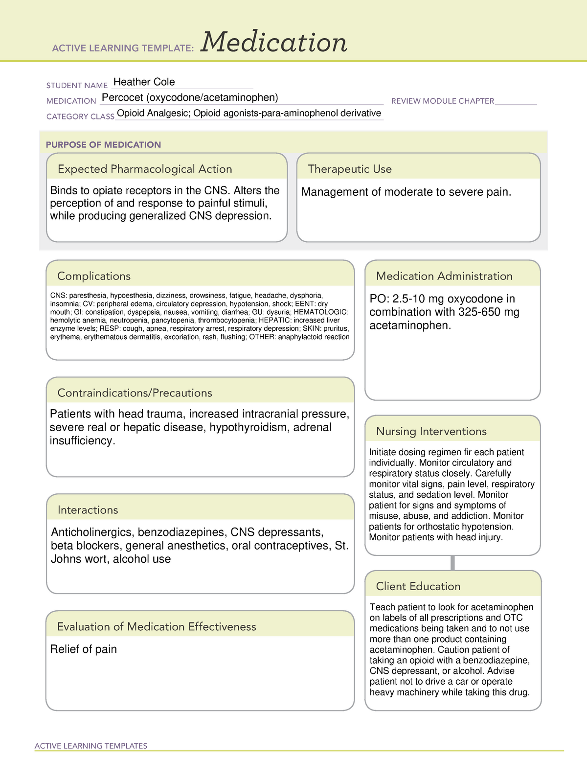 percocet-drug-cards-active-learning-templates-medication-student