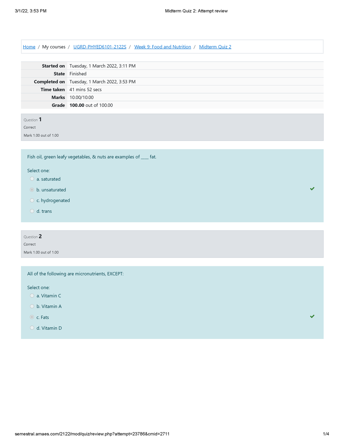 Midterm Quiz 2 Attempt Review - Home / My Courses / UGRD-PHYED6101 ...