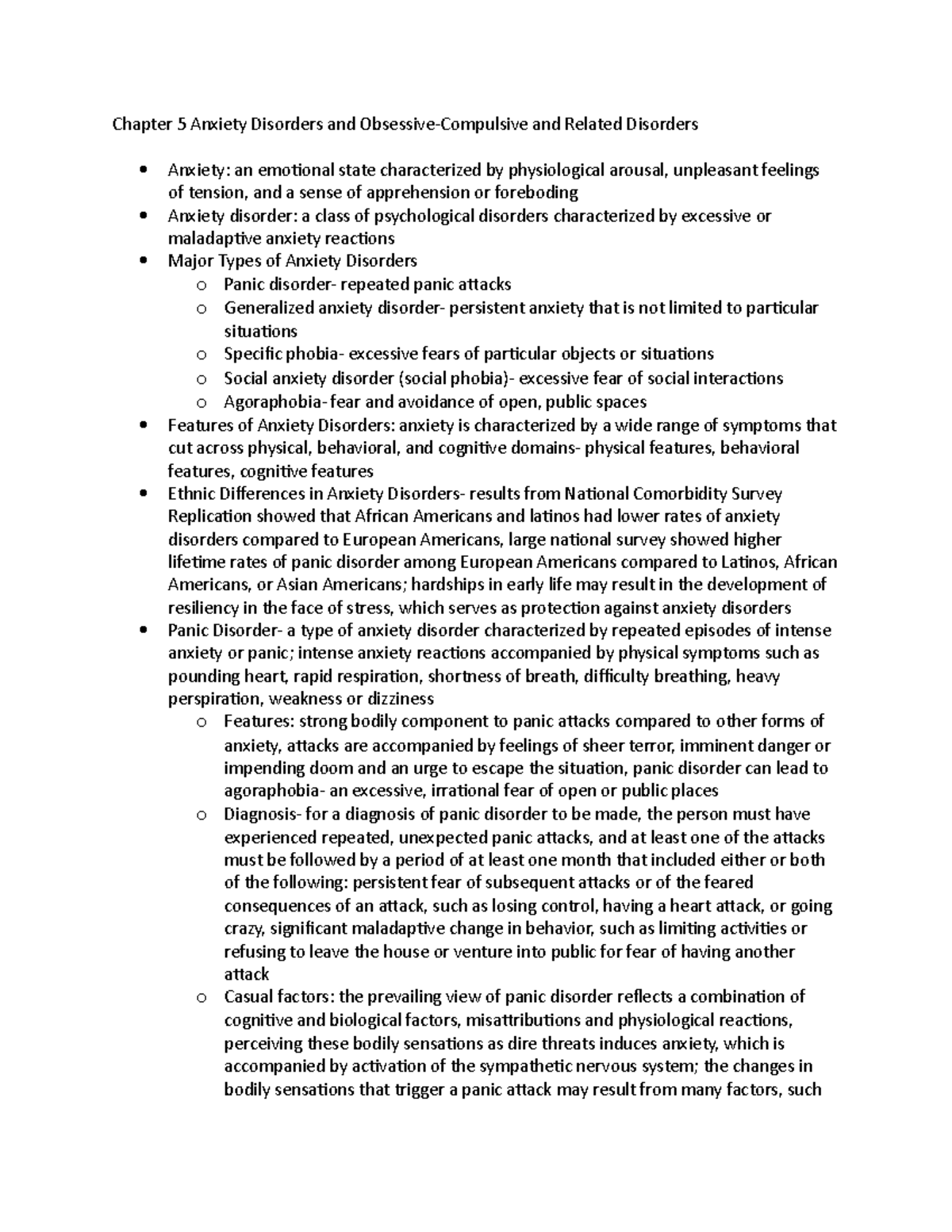 Chapter 5 Anxiety Disorders and Obsessive - Chapter 5 Anxiety Disorders ...
