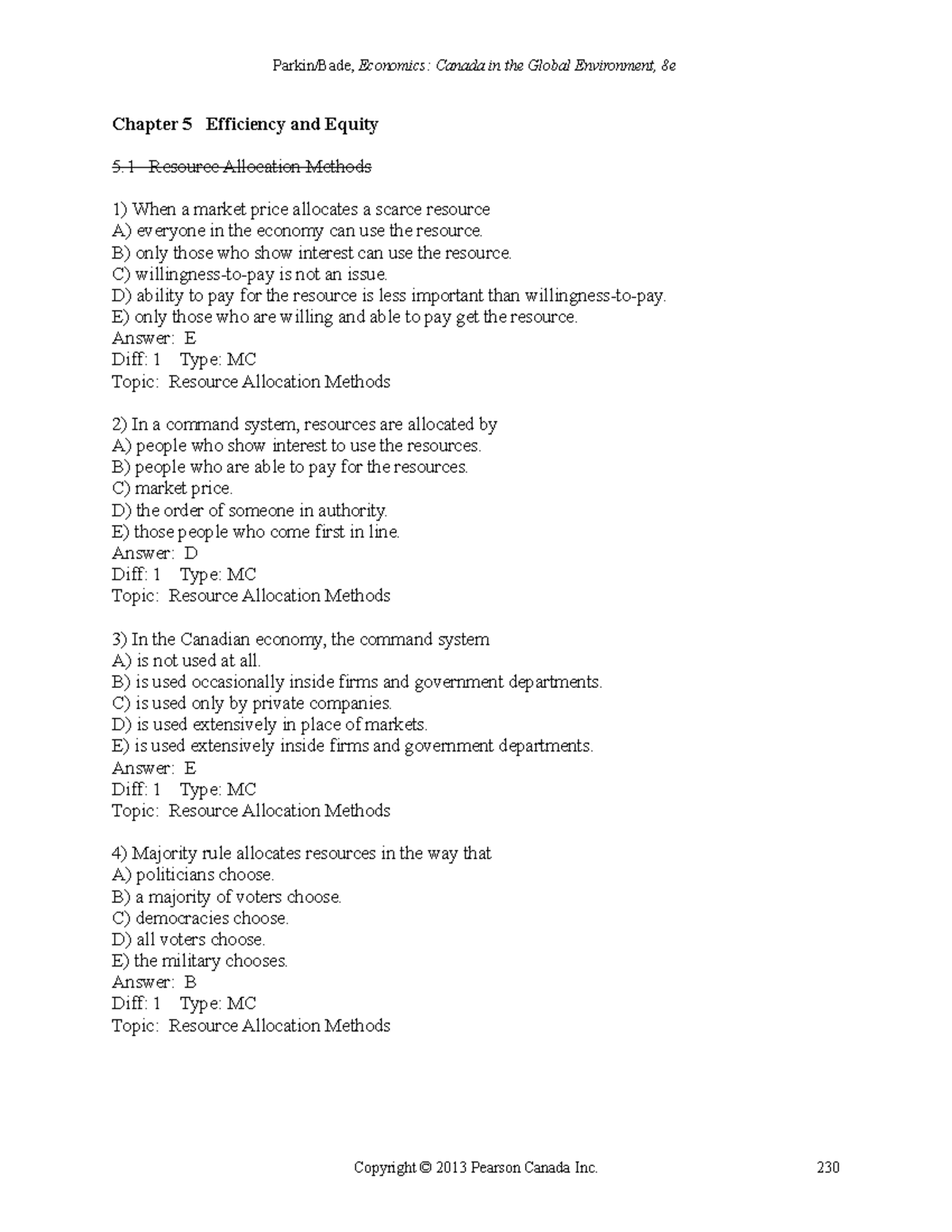 Parkin 8e TIF ch05 - Test Bank Ch5 - Chapter 5 Efficiency and Equity 5 ...