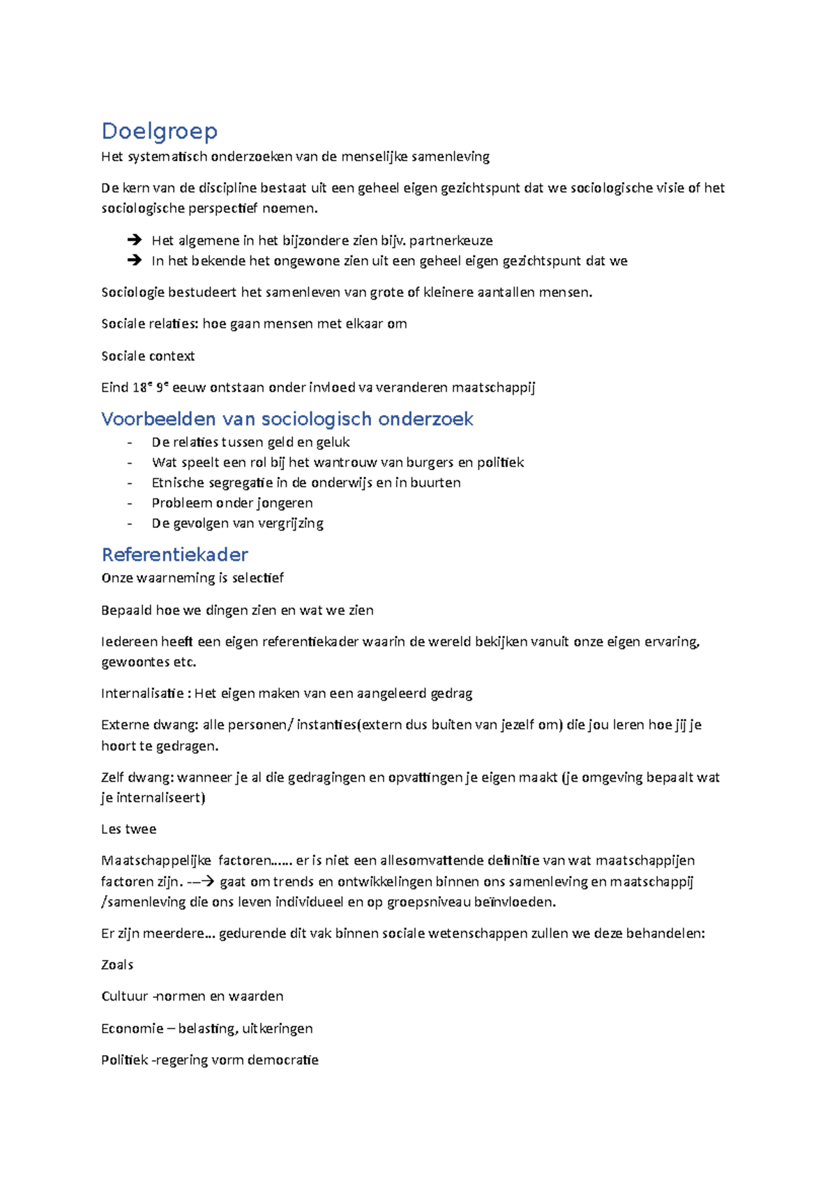 Aantekening Doelgroep - Doelgroep Het Systematisch Onderzoeken Van De ...