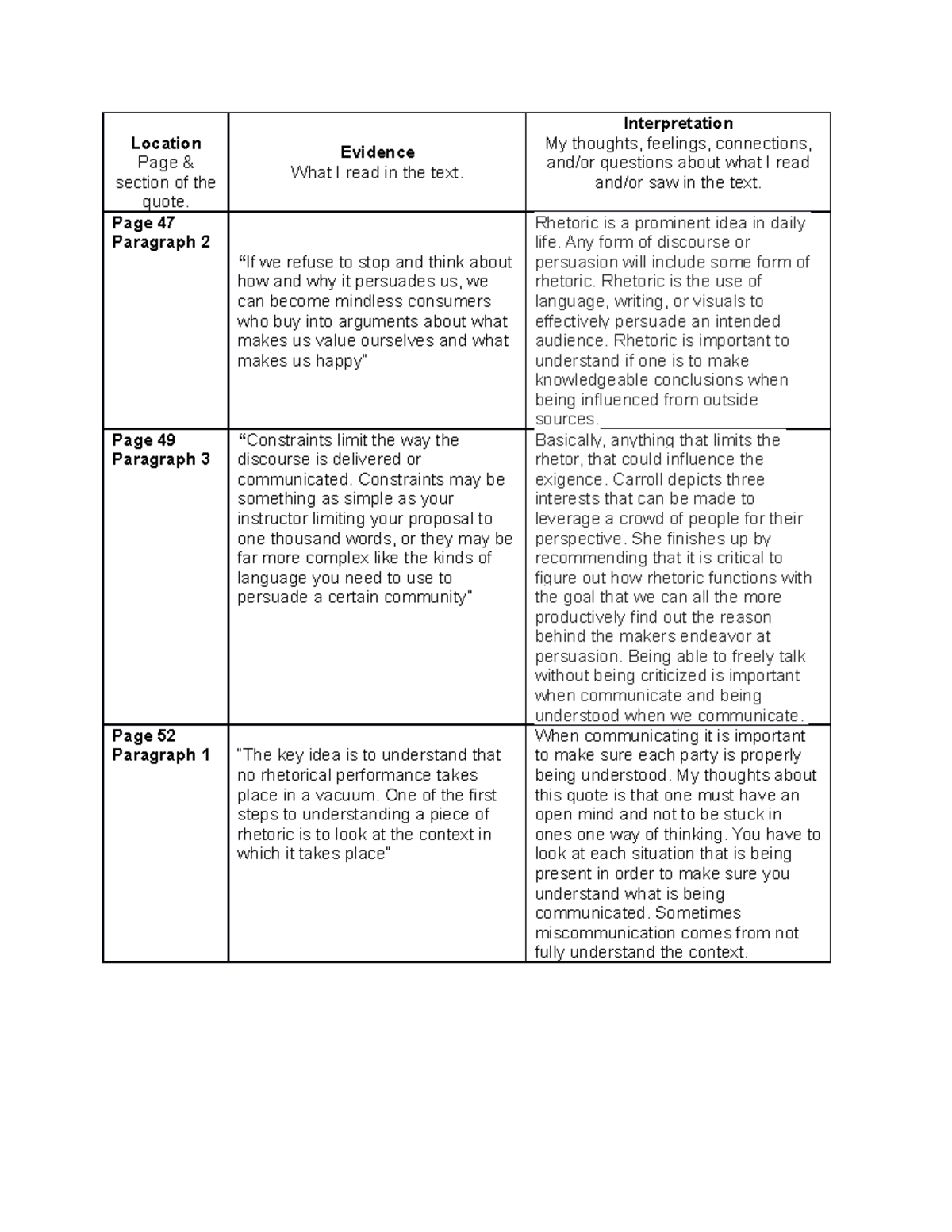 Backpacks vs. Briefcases Location Page & section of the quote