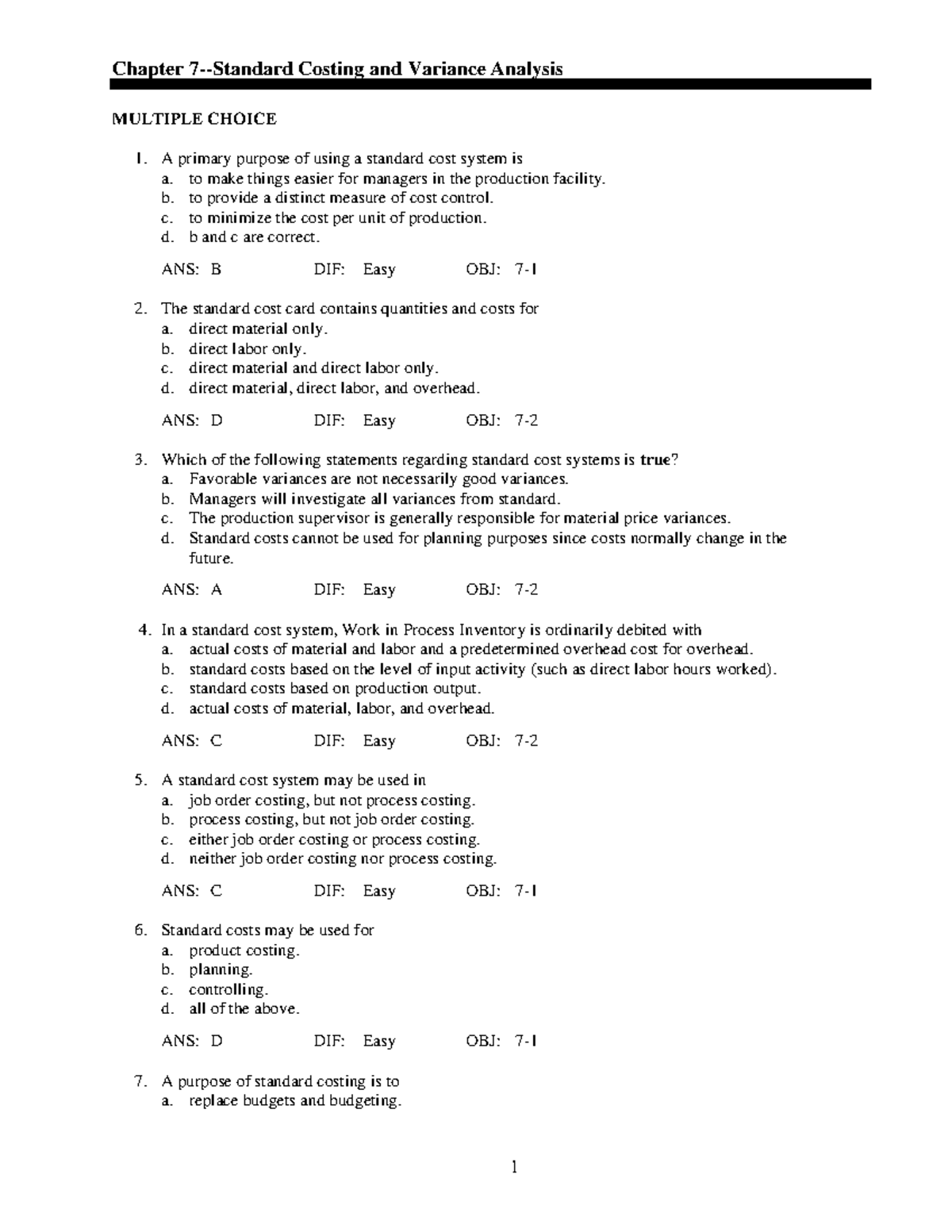 standard costing and variance analysis - Cost Accounting and Control ...