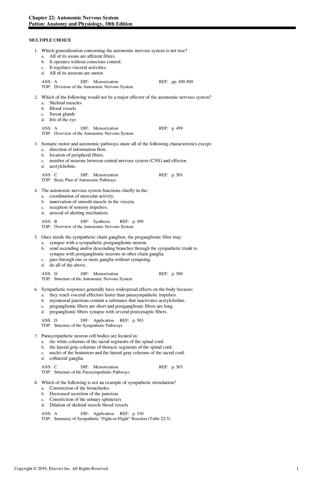 Exam View - Chapter 22 - BIO TEST BANK NURSING STUDY GUIDE ANATOMY ...