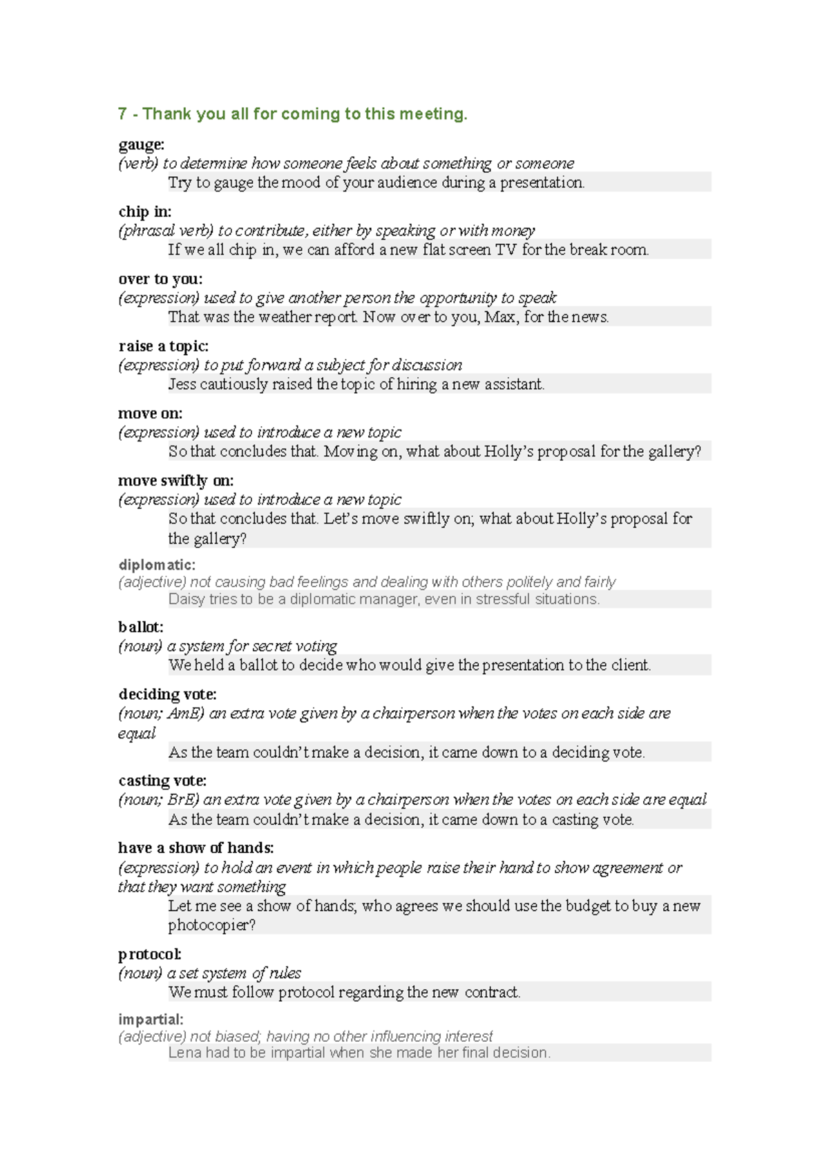 Level 8 2nd lesson 7 Thank you all for coming to this meeting