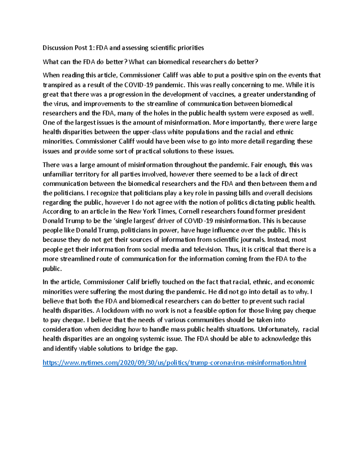 FDA hw - This was an assignment where we had to go through the FDA site ...