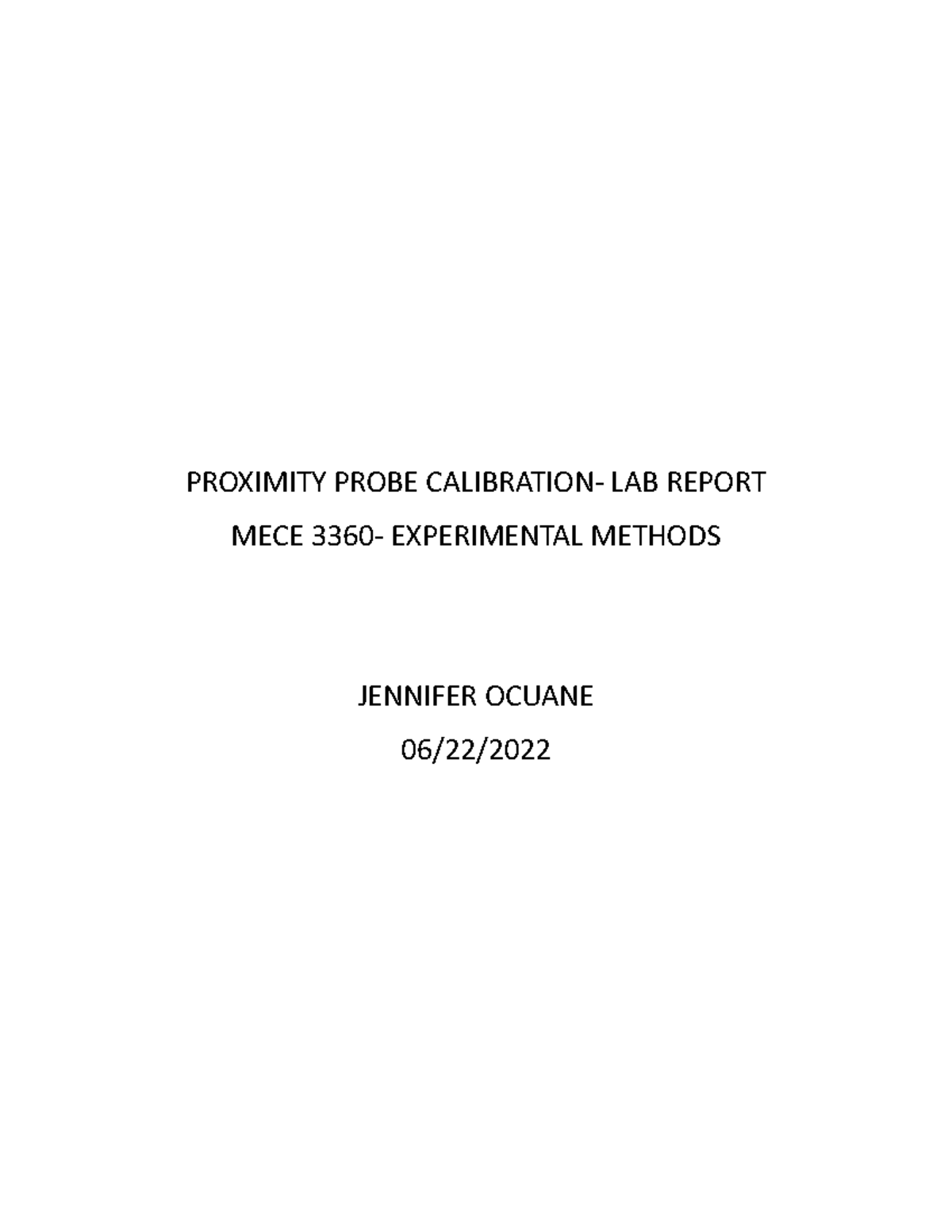 MECE 3360 proximity probe calibration - PROXIMITY PROBE CALIBRATION ...