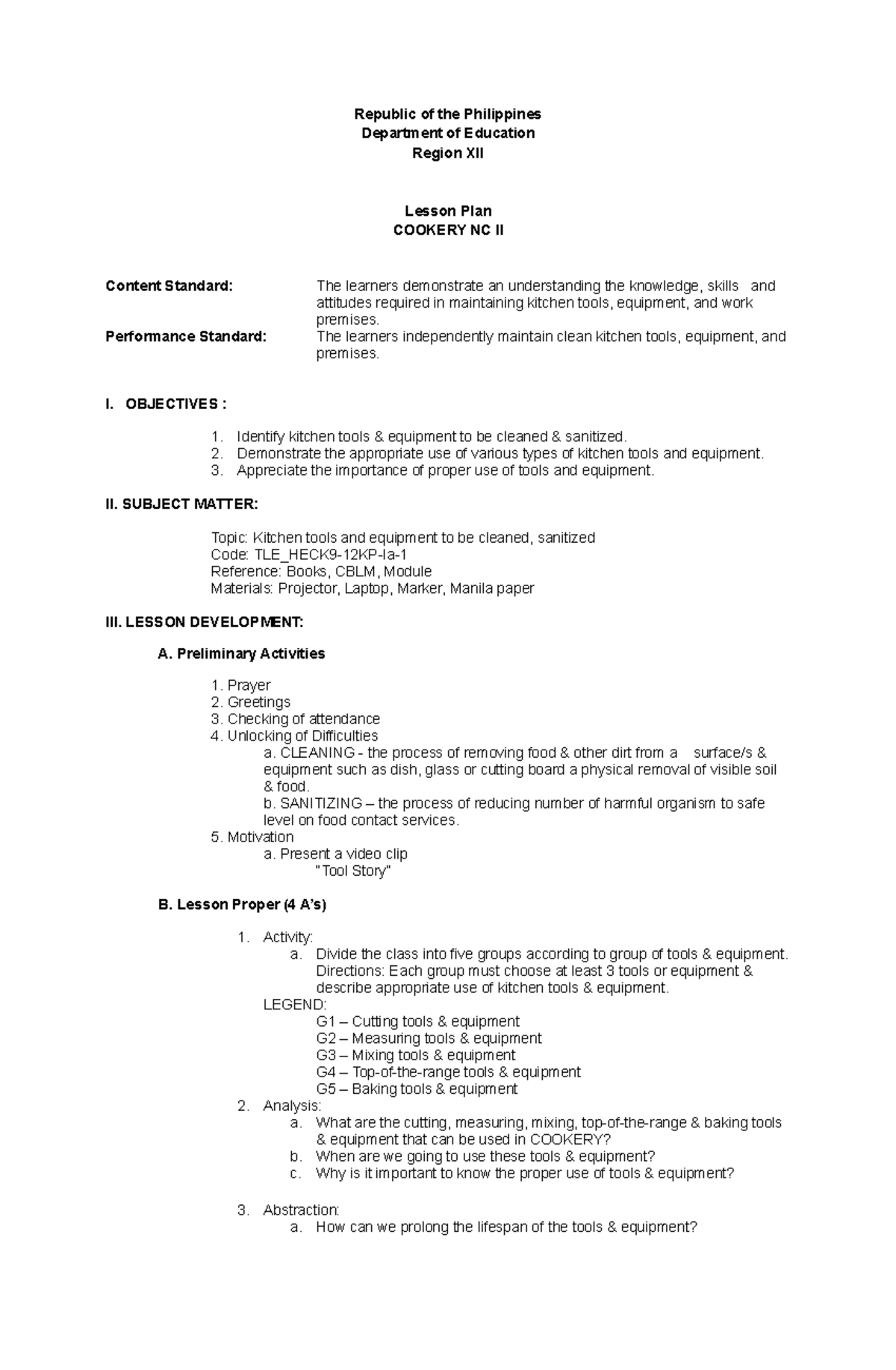 LP-LO1 DAY 1 - lecture notes - Republic of the Philippines Department ...