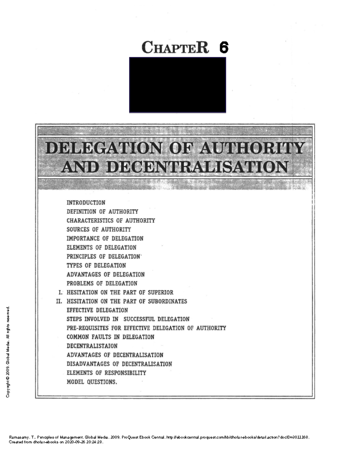 Chapter 6 Delegation Of Authority CHAPTER INTRODUCTION DEFINITION OF AUTHORITY