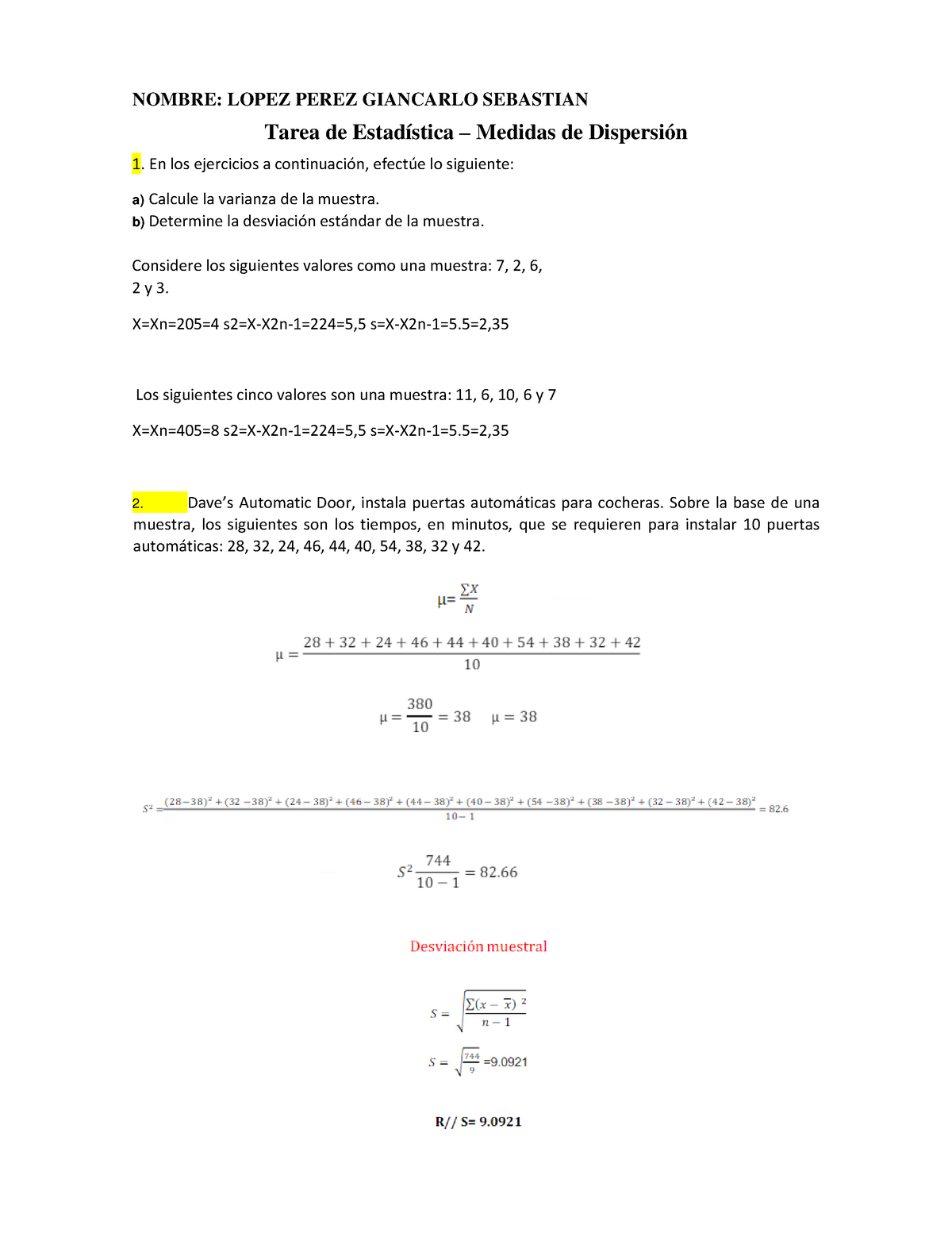 Tarea - Medidas DE Disposicion - NOMBRE: LOPEZ PEREZ GIANCARLO ...