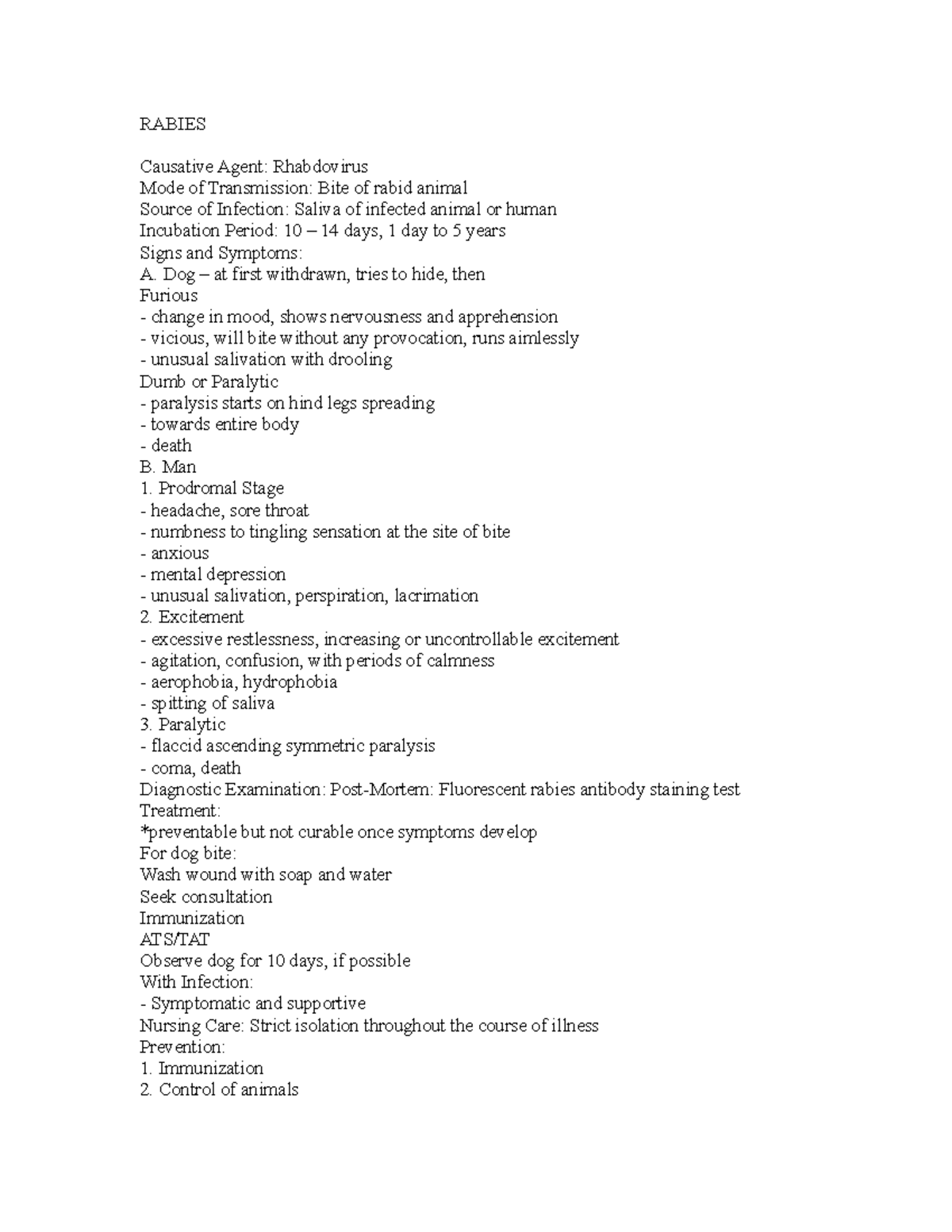 Rabies - RABIES Causative Agent: Rhabdovirus Mode of Transmission: Bite ...