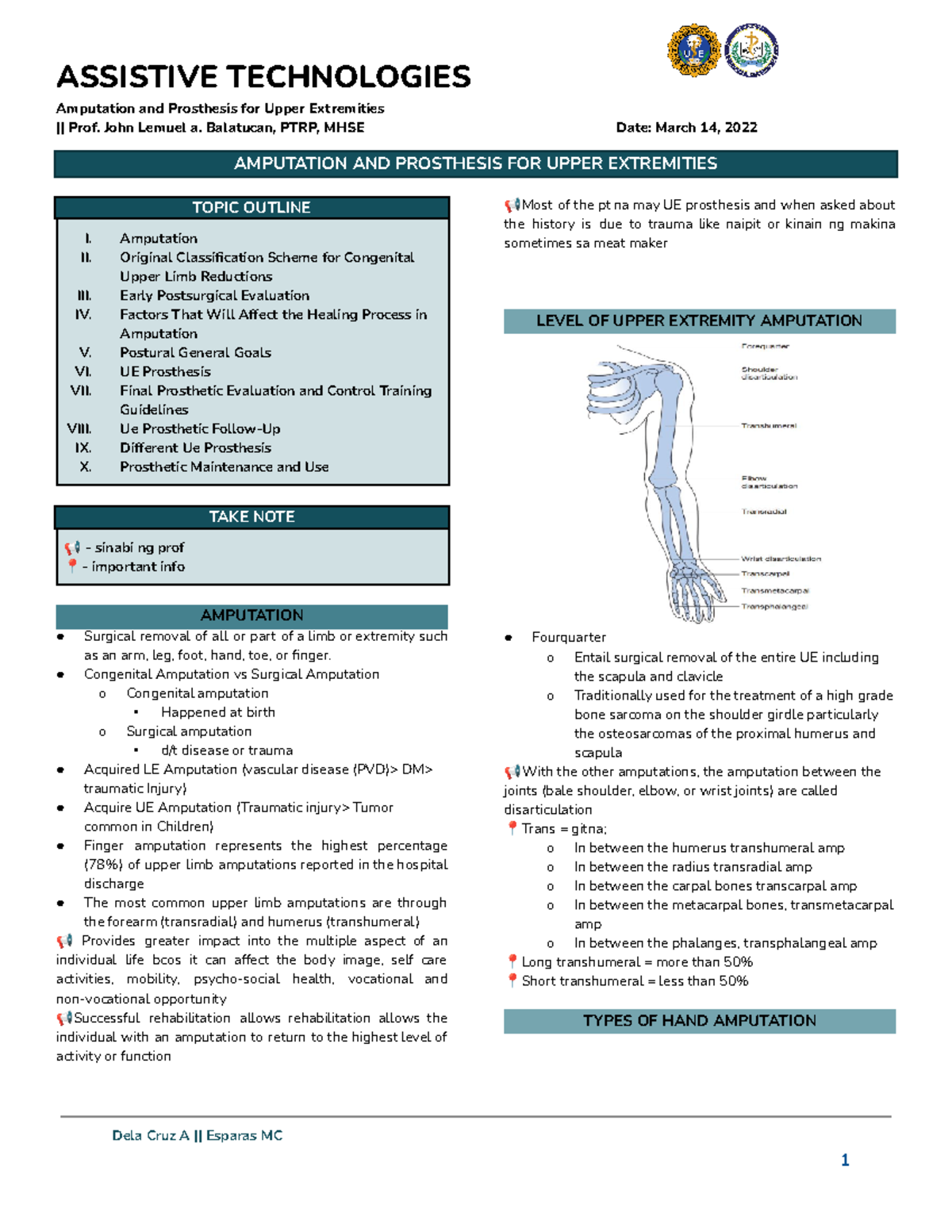 Atech 2 - ASSISTIVE TECHNOLOGIES Amputation and Prosthesis for Upper ...